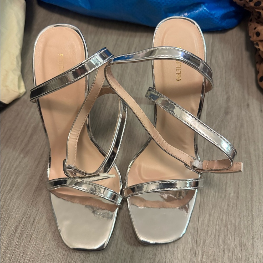 Silver Strappy Heels